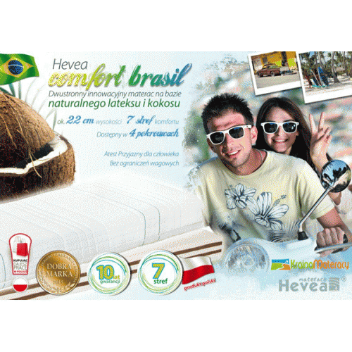 Twardy materac Lateksowo-kokosowy Hevea Brasil w rozmiarze 200/160