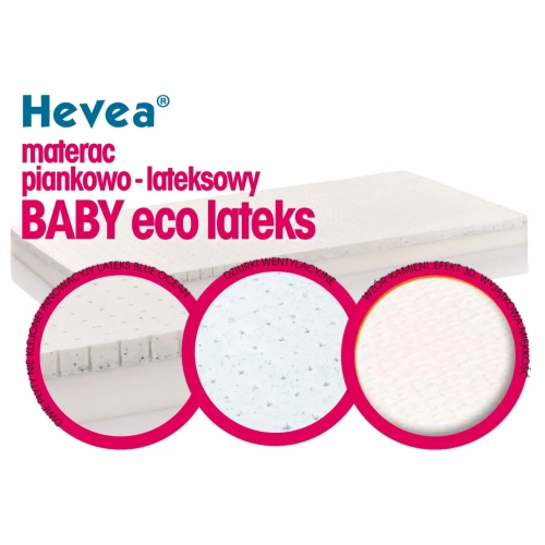 Materac z lateksem hevea baby eco lateks 140x70