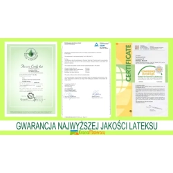 materac wykonany z najwyższej jakości lateksu certyfikowanego.